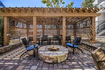 Outdoor lounge area with fire pit